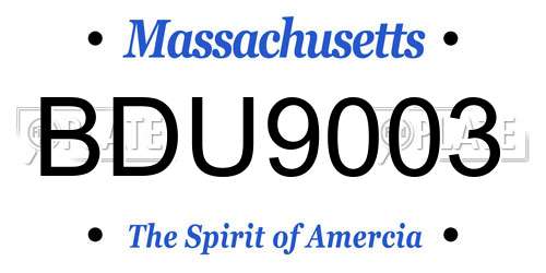 BDU9003 Massachusetts License Plate