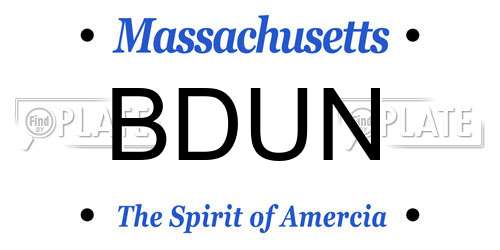 BDUN Massachusetts License Plate