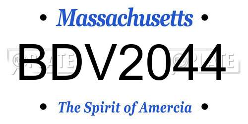 BDV2044 Massachusetts License Plate