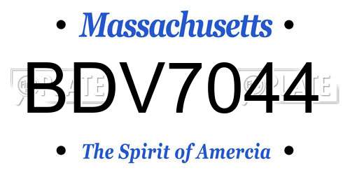 BDV7044 Massachusetts License Plate