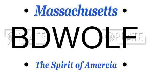 BDWOLF Massachusetts License Plate