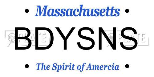 BDYSNS Massachusetts License Plate
