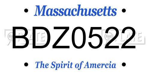 BDZ0522 Massachusetts License Plate