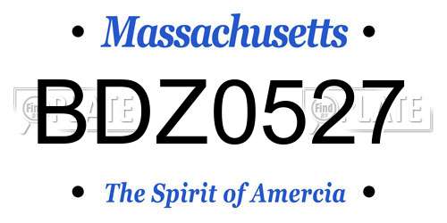 BDZ0527 Massachusetts License Plate