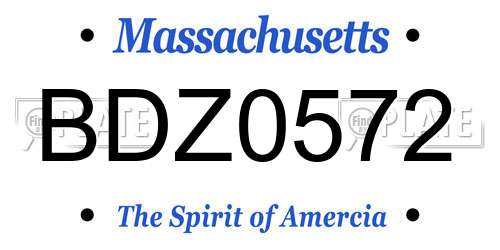 BDZ0572 Massachusetts License Plate