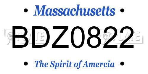 BDZ0822 Massachusetts License Plate