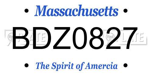 BDZ0827 Massachusetts License Plate