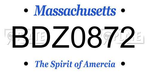 BDZ0872 Massachusetts License Plate
