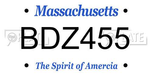 BDZ455 Massachusetts License Plate