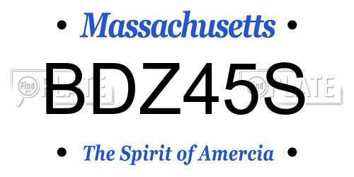 BDZ45S Massachusetts License Plate