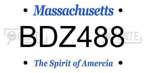 BDZ488 Massachusetts License Plate