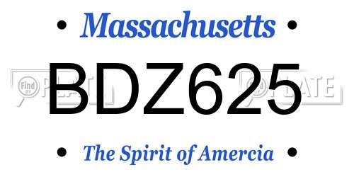 BDZ625 Massachusetts License Plate
