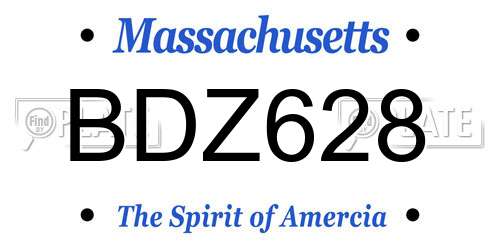 BDZ628 Massachusetts License Plate