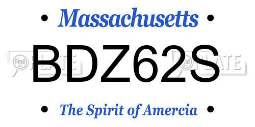 BDZ62S Massachusetts License Plate