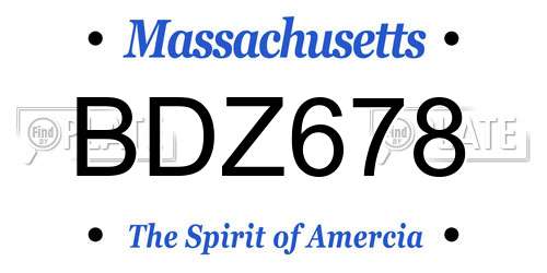 BDZ678 Massachusetts License Plate