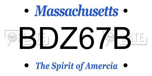 BDZ67B Massachusetts License Plate