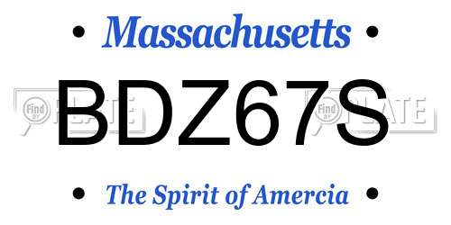 BDZ67S Massachusetts License Plate
