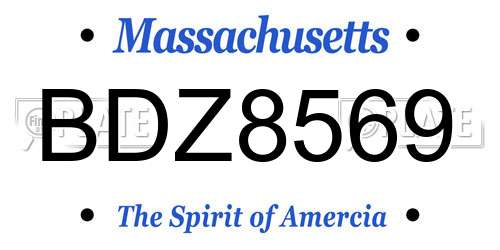 BDZ8569 Massachusetts License Plate