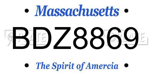 BDZ8869 Massachusetts License Plate