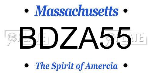 BDZA55 Massachusetts License Plate
