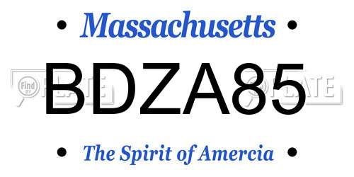 BDZA85 Massachusetts License Plate