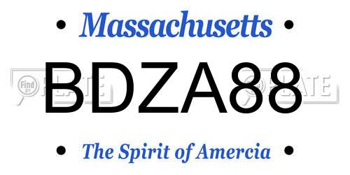 BDZA88 Massachusetts License Plate