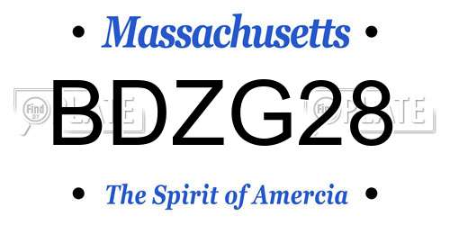 BDZG28 Massachusetts License Plate