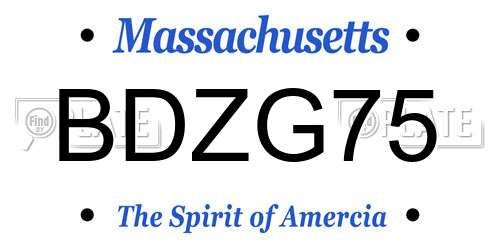 BDZG75 Massachusetts License Plate