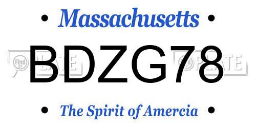 BDZG78 Massachusetts License Plate