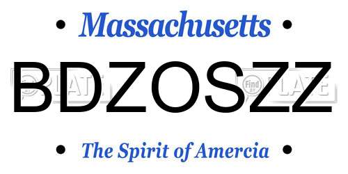 BDZOSZZ Massachusetts License Plate