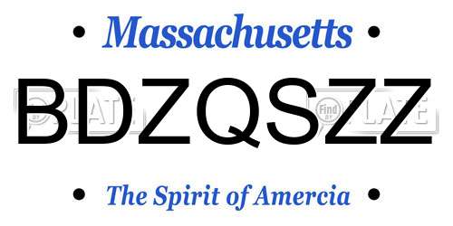 BDZQSZZ Massachusetts License Plate