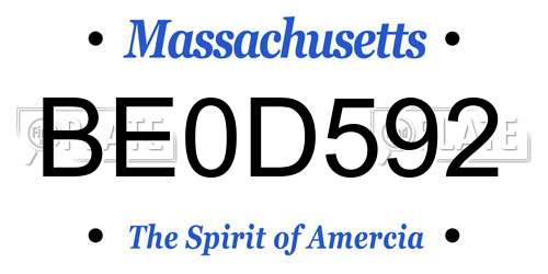 BE0D592 Massachusetts License Plate