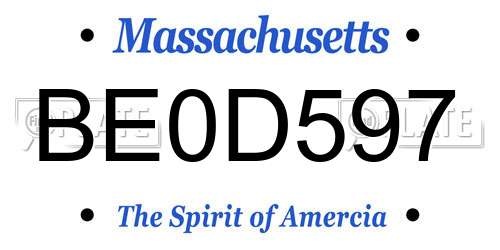 BE0D597 Massachusetts License Plate