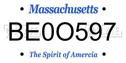 BE0O597 Massachusetts License Plate