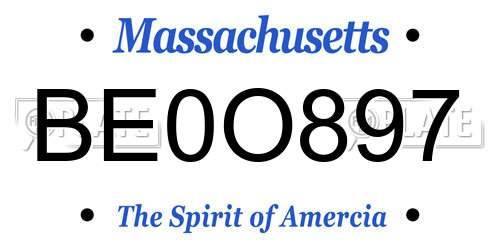 BE0O897 Massachusetts License Plate