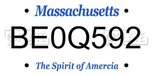 BE0Q592 Massachusetts License Plate