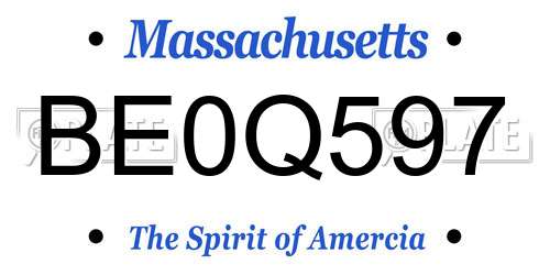 BE0Q597 Massachusetts License Plate