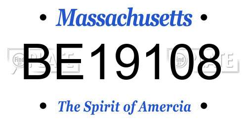 BE19108 Massachusetts License Plate