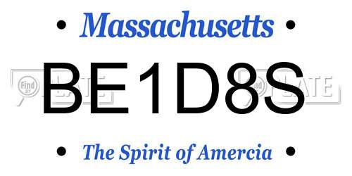 BE1D8S Massachusetts License Plate