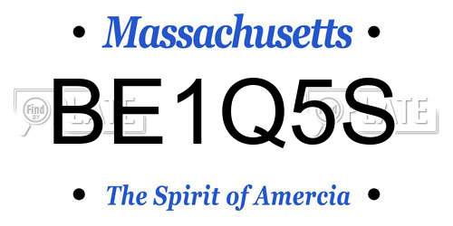 BE1Q5S Massachusetts License Plate