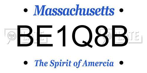 BE1Q8B Massachusetts License Plate
