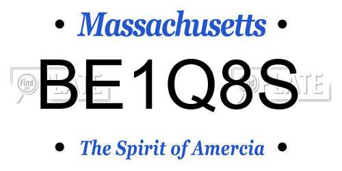BE1Q8S Massachusetts License Plate