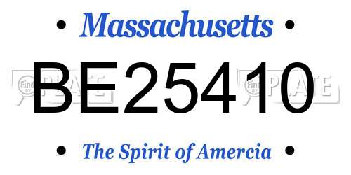 BE25410 Massachusetts License Plate