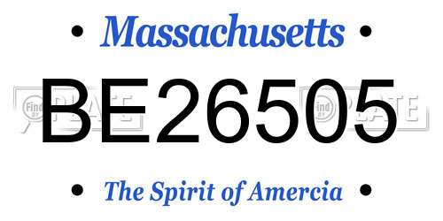 BE26505 Massachusetts License Plate