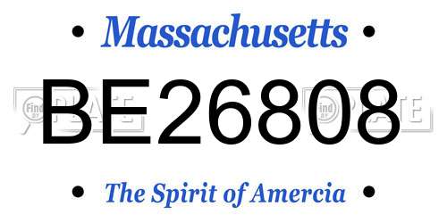 BE26808 Massachusetts License Plate