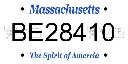BE28410 Massachusetts License Plate