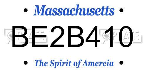 BE2B410 Massachusetts License Plate