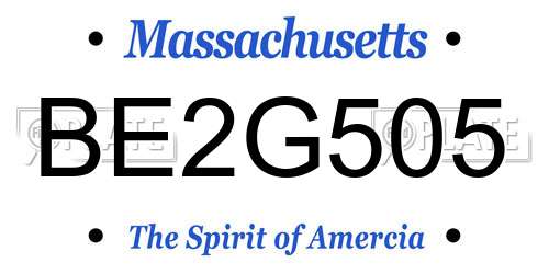 BE2G505 Massachusetts License Plate