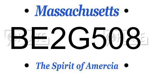 BE2G508 Massachusetts License Plate