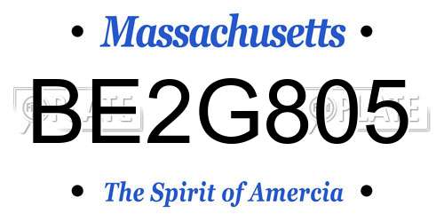BE2G805 Massachusetts License Plate